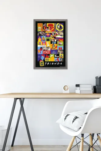 Vista 6 de Trends International Friends 30th - Póster de pared con cuadrícula, 22.4 pulgadas de largo x 14.7 pulgadas, versión enmarcada en madera de granero