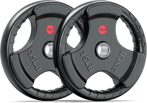 Vista 18 de XDDIAS Placas de peso de goma para barra, placa de agarre olímpico de 2 pulgadas para entrenamiento de fuerza, levantamiento de pesas y culturismo