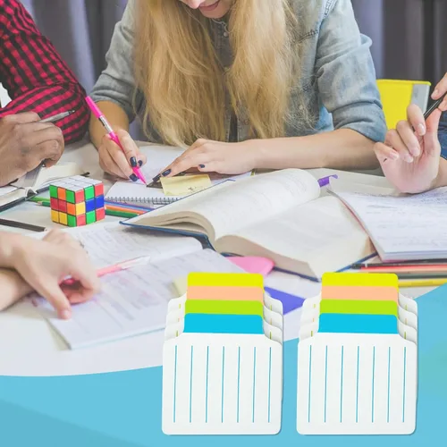 Vista 5 de AAAA 4A 2 blocs divisores de notas adhesivas pestañas de 2 2/3 x 2 7/8 pulgadas, blanco, notas adhesivas forradas con líneas para cuadernos, libros