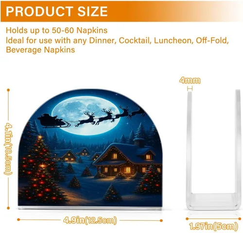 Vista 3 de Servilletero de Papá Noel de Nochebuena azul para mesa, dispensadores de pañuelos acrílicos, servilleteros de cóctel para comedor, baño, cocina
