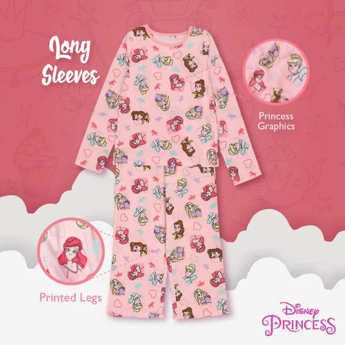 Vista 4 de Disney Conjunto de 2 piezas para niña, pijama de princesa, suave y lindo para niños