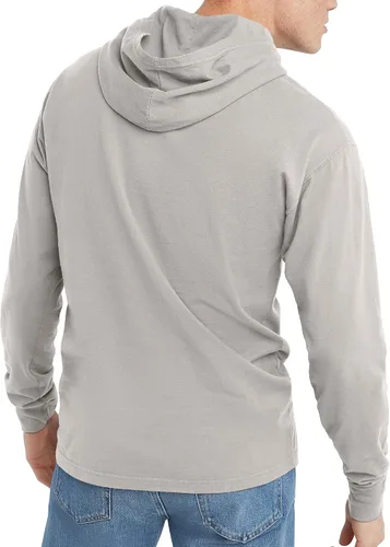 Vista 2 de Hanes Camiseta de manga larga con capucha Originals para hombre, camiseta con capucha para hombre, vintage lavado, camiseta de algodón