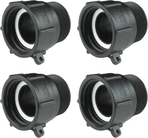 Vista 9 de IBC - Adaptador de accesorios de bolsa de 2 pulgadas, rosca gruesa de contrafuerte hembra x 2 pulgadas, rosca macho NPT para tubería, conector