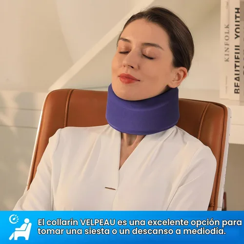 Vista 5 de Velpeau Collar de cuello para dolor de cuello y fuerte apoyo, collar cervical suave para dormir erguido, dormitar - estabiliza y alivia la presión