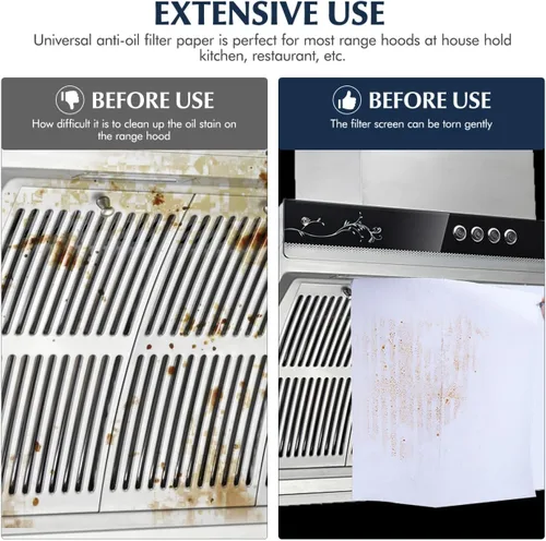 Vista 4 de Filtros de campana extractora Hojas de tela no tejida Filtro de grasa Reemplazo Anti Aceite Papel de filtro de aceite Etiqueta engomada a prueba