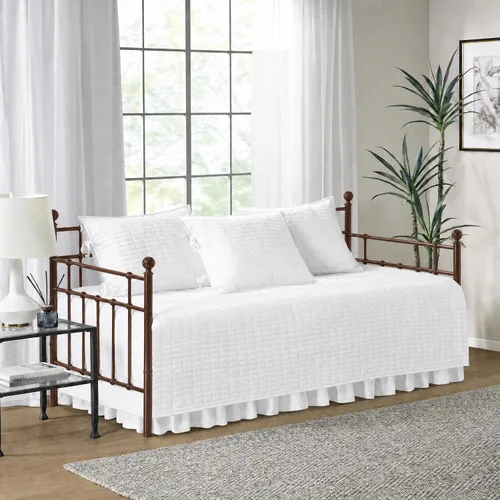 Vista 17 de Comfort Spaces Funda para sofá cama de lujo de doble cara - Acolchado, ropa de cama acogedora para todas las estaciones con falda de cama, fundas a