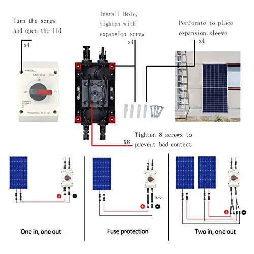 Vista 4 de Interruptor solar fotovoltaico CC 1500V 32A, disyuntor miniatura de CC IP66 Caja combinada solar para sistema de paneles solares RV (proctivo)