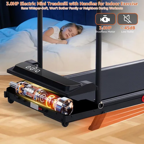 Vista 14 de Walking Pad Treadmill with Handle Bar, 3.0HP Portable Electric Treadmills for Exercising, 0.6-7.6MPH Mini Walking Pad Treadmill with Incline, Under