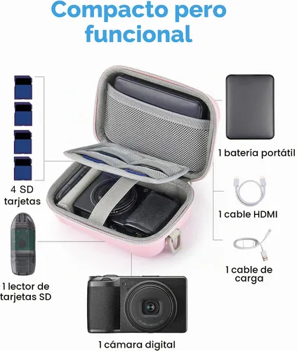 Vista 4 de BAGSMART Funda para cámara digital, bolsa pequeña para cámara con 2 formas Rosa bebé