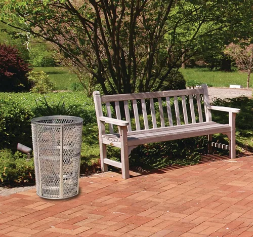 Vista 2 de Rubbermaid Commercial Products Bote de basura de metal duradero, 45 galones, negro, contenedor de basura grande para áreas públicas al aire libre