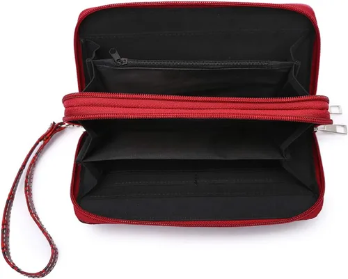 Vista 4 de Estilo occidental Fringe Classic Concho Studded Mujer Cartera Cartera de embrague, Borgoña