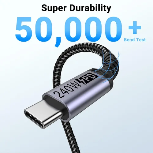 Vista 7 de Paquete de 2 cables USB 4 de 1 pie, cable USB C a USB C de 240 W, transferencia de datos de alta velocidad de 40 Gbps y salida de video de pantalla