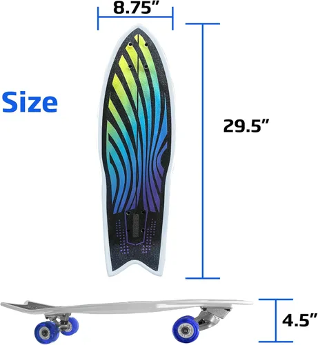 Vista 6 de Surfskate - Patineta para niños, patineta de surf, patineta, rueda delantera que gira fácilmente para niños, gran potencia de bombeo, camiones