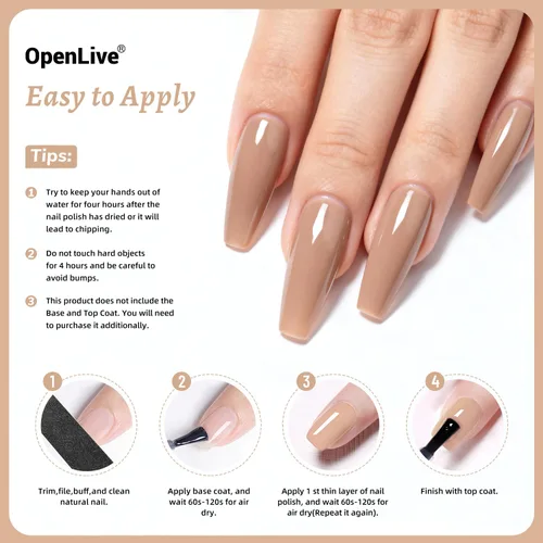 Vista 51 de OpenLive Esmalte de uñas negro de 0.6 fl oz, gran volumen, secado rápido, secado rápido y de larga duración, arte de uñas de color para bricolaje