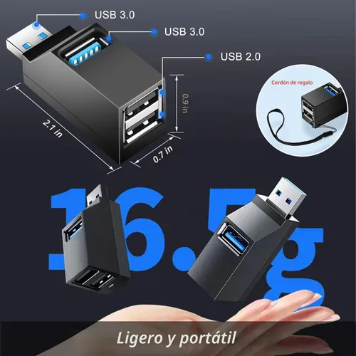 Vista 6 de VIENON Adaptador USB de 3 puertos, concentrador USB 3.0, divisor USB-A 1 a 3 para teclado, disco duro móvil, disco U, cámara, ratón, etc