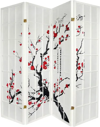 Vista 10 de Legacy Decor Biombo de 4 paneles para habitación con diseño de ciruelo en flor. Privacy Screen, Plum Blossom, Authentic Japanese Shoji Style, Real