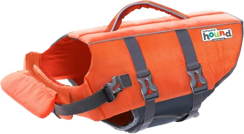 Vista 13 de Outward Hound - Chaqueta salvavidas para perros Max Buoyancy, Adjustable Fit, Head/Neck Support, Rescue Handle, Reflective, Swimming & Boating