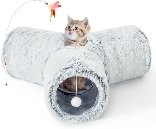 Vista 21 de Tempcore Túnel para gatos con tubo de juguete, túneles plegables de 3 vías para gatos, túneles para mascotas aburridas con agujero y pelota, juguete