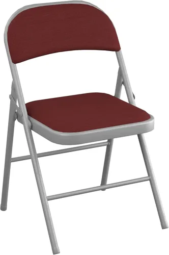 Vista 6 de Juego de 4 sillas plegables de tela beige con asiento acolchado