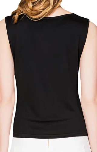 Vista 2 de Camiseta sin mangas de seda de morera para mujer, sin mangas, cuello redondo, de seda pura, camiseta de verano de seda real