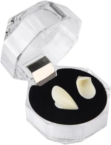 Vista 5 de EXCEART 4 pares de colmillos falsos de vampiro para cosplay, dientes falsos simulados, colmillos realistas, dientes de hombre lobo, colmillos