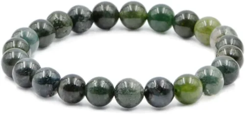 Vista 29 de AD Beads Pulsera elástica de cuentas redondas de piedras preciosas naturales, curación Reiki, 0.315 in Azul aguamarina