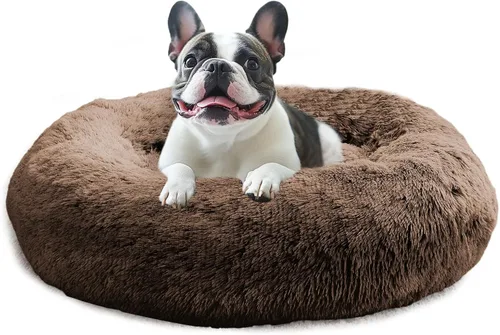 Vista 34 de JOLLYVOGUE - Cama calmante para perros y gatos pequeños y medianos, antiansiedad, redonda, suave, acogedora con parte inferior antideslizante