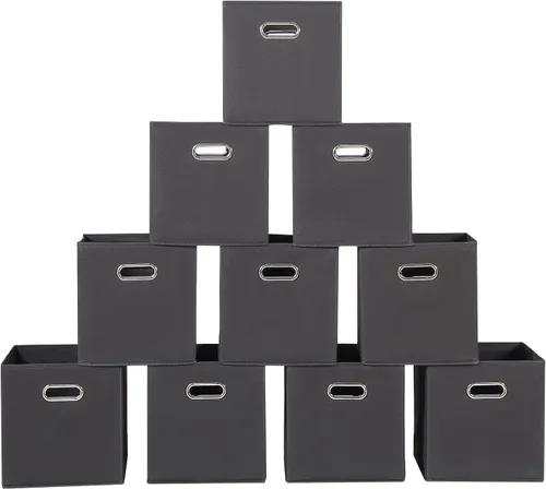 Vista 44 de Yunkeeeper - Contenedores de almacenamiento, cubos organizadores de tela con asa, cubos plegables para almacenamiento de tela o accesorios, 11 x 11