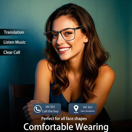 Vista 5 de Ai Gafas Inteligentes Bluetooth 5.4 con Traducción para Hombres y Mujeres 160+ Idiomas Lente que Cambia de Color Asistente Chat GPT Aplicación