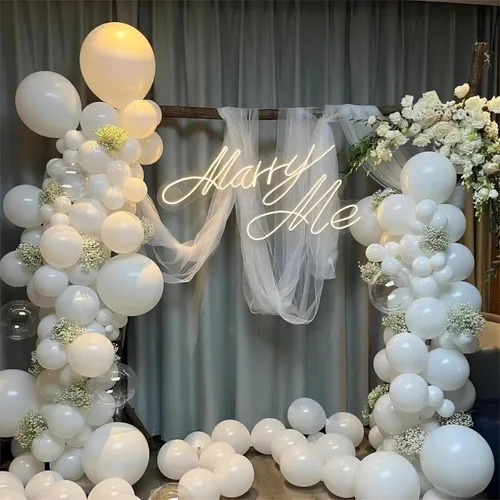 Vista 7 de Paquete de 150 globos blancos de diferentes tamaños, 18, 12, 10, 5 pulgadas, kit de arco de guirnalda de globos de fiesta de cumpleaños, baby