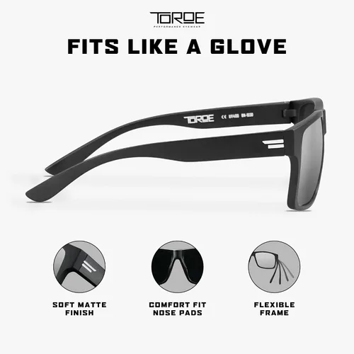 Vista 11 de TOROE Gafas de sol irrompibles TR90 con montura TR90 de policarbonato polarizado hidrofóbico
