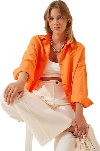 Vista 4 de BIG DART - Camisas de gran tamaño con botones para mujer, blusas informales de verano con manga larga