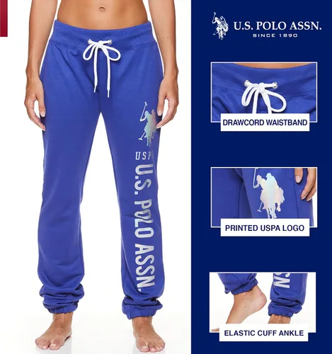 Vista 2 de US Polo Assn Pantalón pijama deportivo para mujer esencial de felpa francesa para dormir descansar o correr