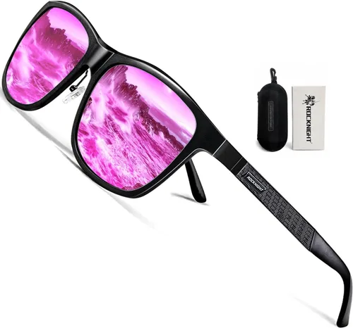 Vista 11 de ROCKNIGHT Polarized Sunglasses for Men Outdoor Use Square UV400 Al-Mg Frame Marco negro/lente negro (no espejado)