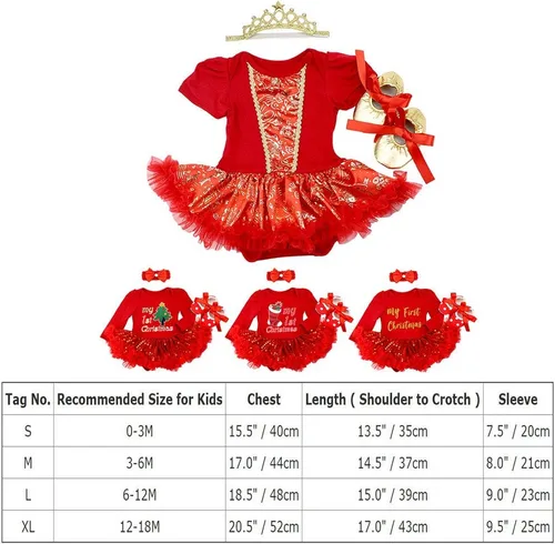 Vista 7 de My First Christmas - Disfraz de alce de reno para bebé niña, mameluco de tutú, disfraz de fiesta, ropa de princesa, 3 piezas