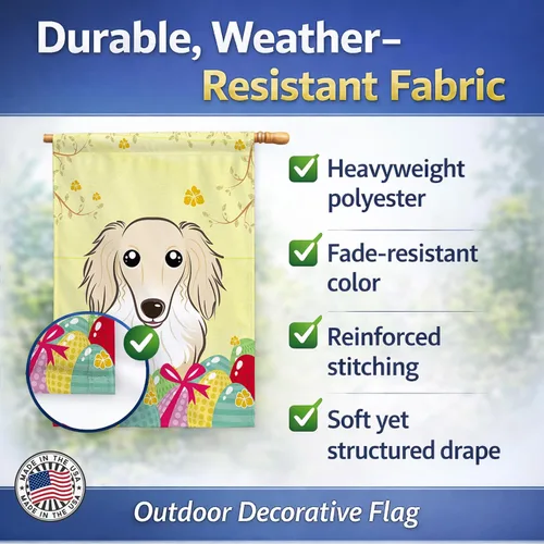 Vista 233 de Caroline's Treasures BB1923GF Bandera decorativa para jardín con diseño de Border Collie, para caza de huevos de Pascua, para jardín, jardín, patio