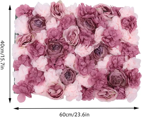 Vista 6 de OUKANING Paquete de 6 paneles de pared de rosas artificiales de seda para fiestas, bodas, flores, telón de fondo de pared para escenario del hogar