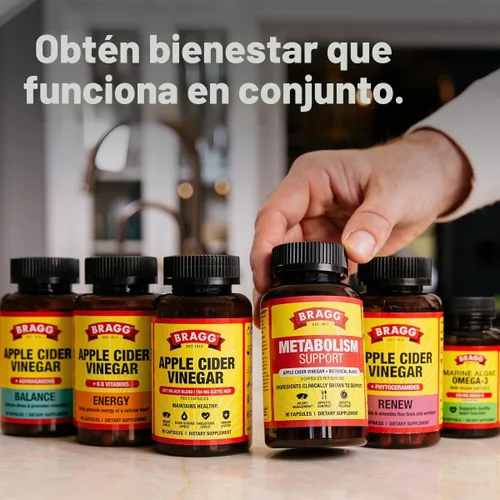 Vista 8 de BRAGG Cápsulas de vinagre de sidra de manzana, vitamina D y zinc para bienestar diario, 90