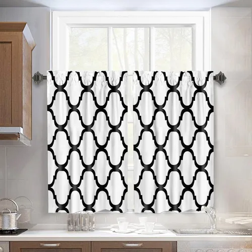 Vista 22 de Melodieux - Cortinas de bolsillo de moda marroquí para cocina, cafetería o baño, pequeñas ventanas