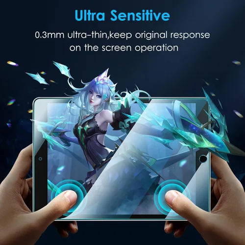 Vista 5 de DTTO Protector de pantalla compatible con iPad de 9ª/8ª/7ª generación de 10.2 pulgadas (2021/2020/2019), película de vidrio templado de dureza 9H