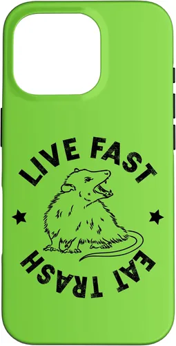 Vista 20 de iPhone 16 Funny Live Fast Eat Trash Possum Lover Case