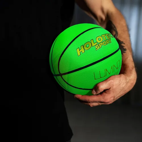 Vista 6 de Basketball Glow in The Dark, Cool Glowing Luminous Leather Basketball Indoor Outdoor Size 7/6/5 for Men, Women, Teenager (with Pump)