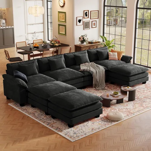 Vista 50 de CDCASA Silla de acento de gran tamaño de 50'' con otomana Asiento extra ancho y profundo estilo sofá nube para sala de estar, dormitorio, rincón