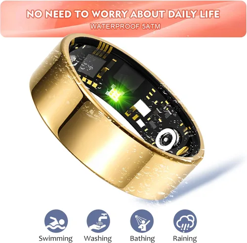 Vista 9 de Smart Ring - Rastreador de salud para mujeres y hombres, rastreador de sueño con frecuencia cardíaca, SpO₂, presión arterial, anillo de fitness