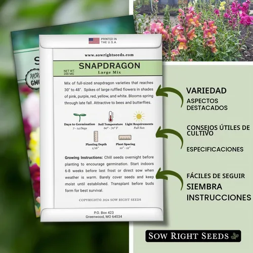 Vista 2 de Sembrar semillas correctas - Mezcla grande de semillas de dragón para plantar jardín de flores