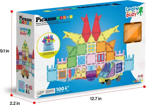 Vista 9 de PicassoTiles Juego de azulejos magnéticos de viaje y tamaño completo de 100 100 piezas
