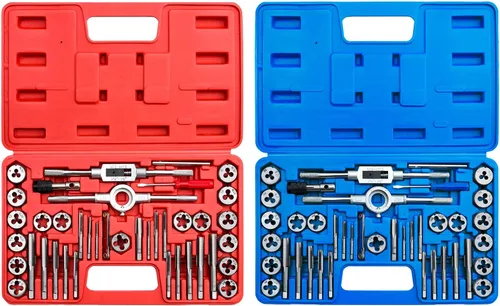 Vista 9 de EFFICERE Juego de 40 piezas de roscas y troqueles de alta calidad, roscas métricas M3, M4, M5, M6, M7, M8, M10, M12, ambos tipos gruesos y finos