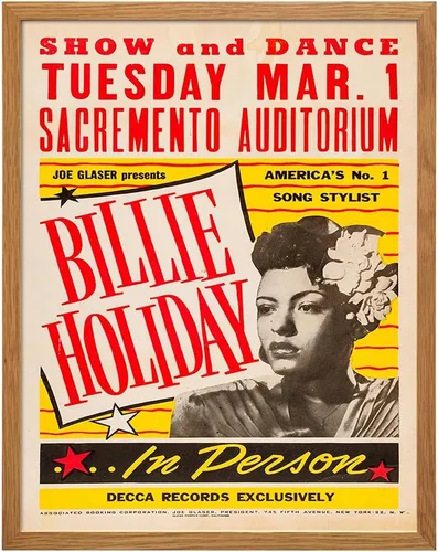 Vista 11 de Arte de pared Billie Holiday ENMARCO - Póster de Billie Holiday - Carteles de conciertos vintage - Arte de pared afroamericano, regalos de músico