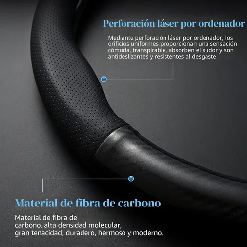 Vista 3 de gunhunt 1 PC Funda de Volante de Coche Transpirable, Protector de Volante de Fibra de Carbono Antideslizante, Funda de Volante Resistente al
