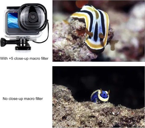 Vista 6 de Paquete de 4 filtros de buceo para carcasa protectora GoPro Hero13, apto para Hero 13, 12, 11, 10, 9, 8, carcasa oficial negra, filtros subacuáticos